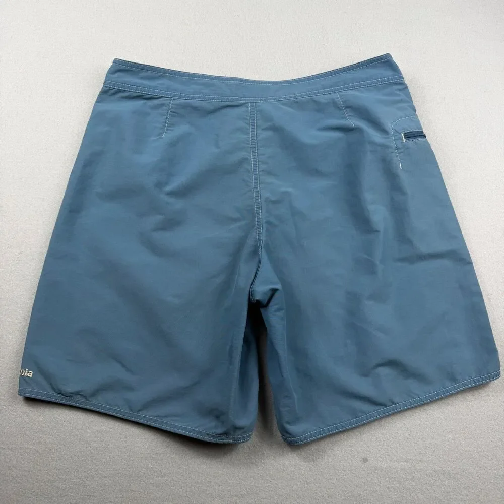 Patagonia Mens 33 Wavefarer Board Shorts Blue Tan Swim Trunks Style 86625